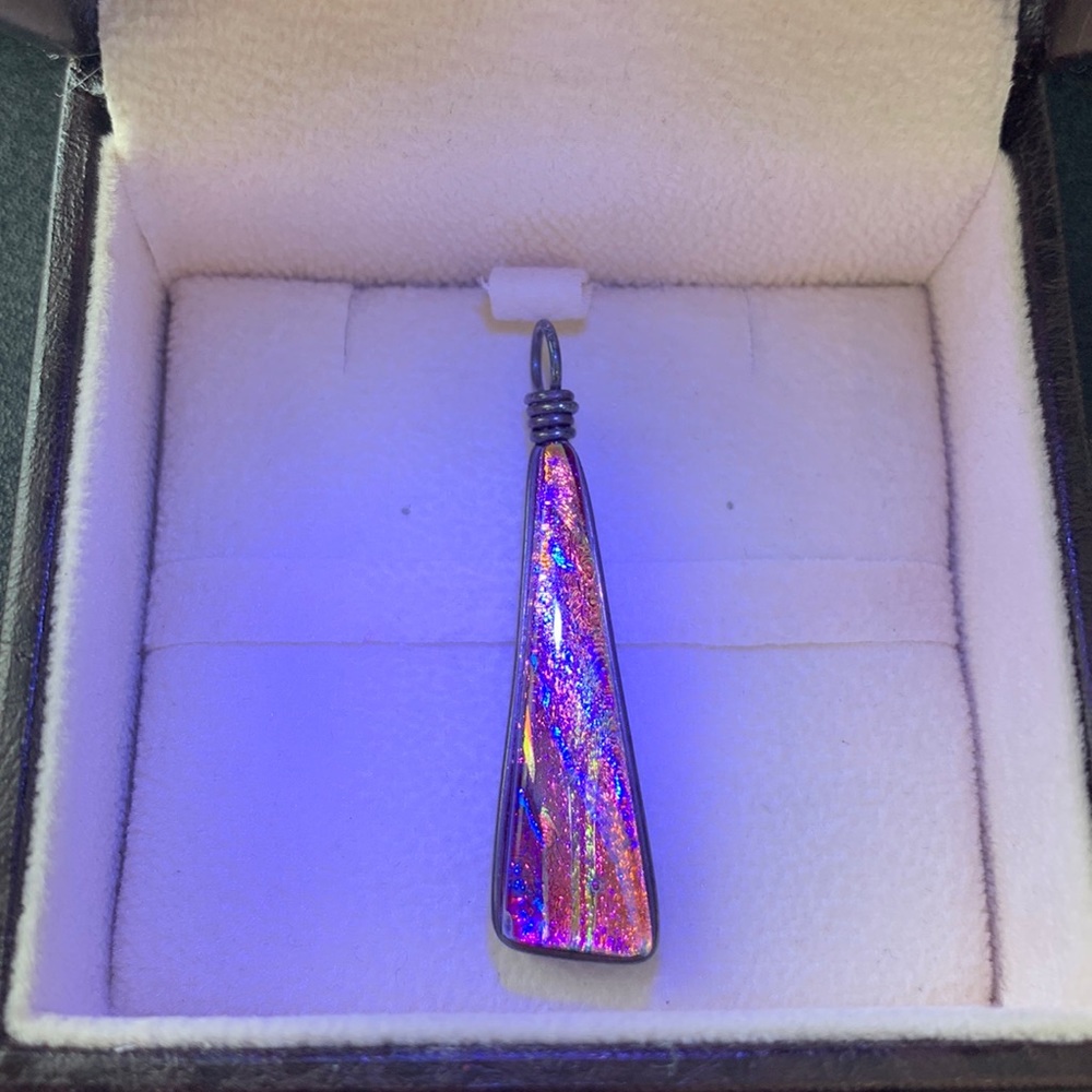 One of a kind- colorful glass pendant, purple orange